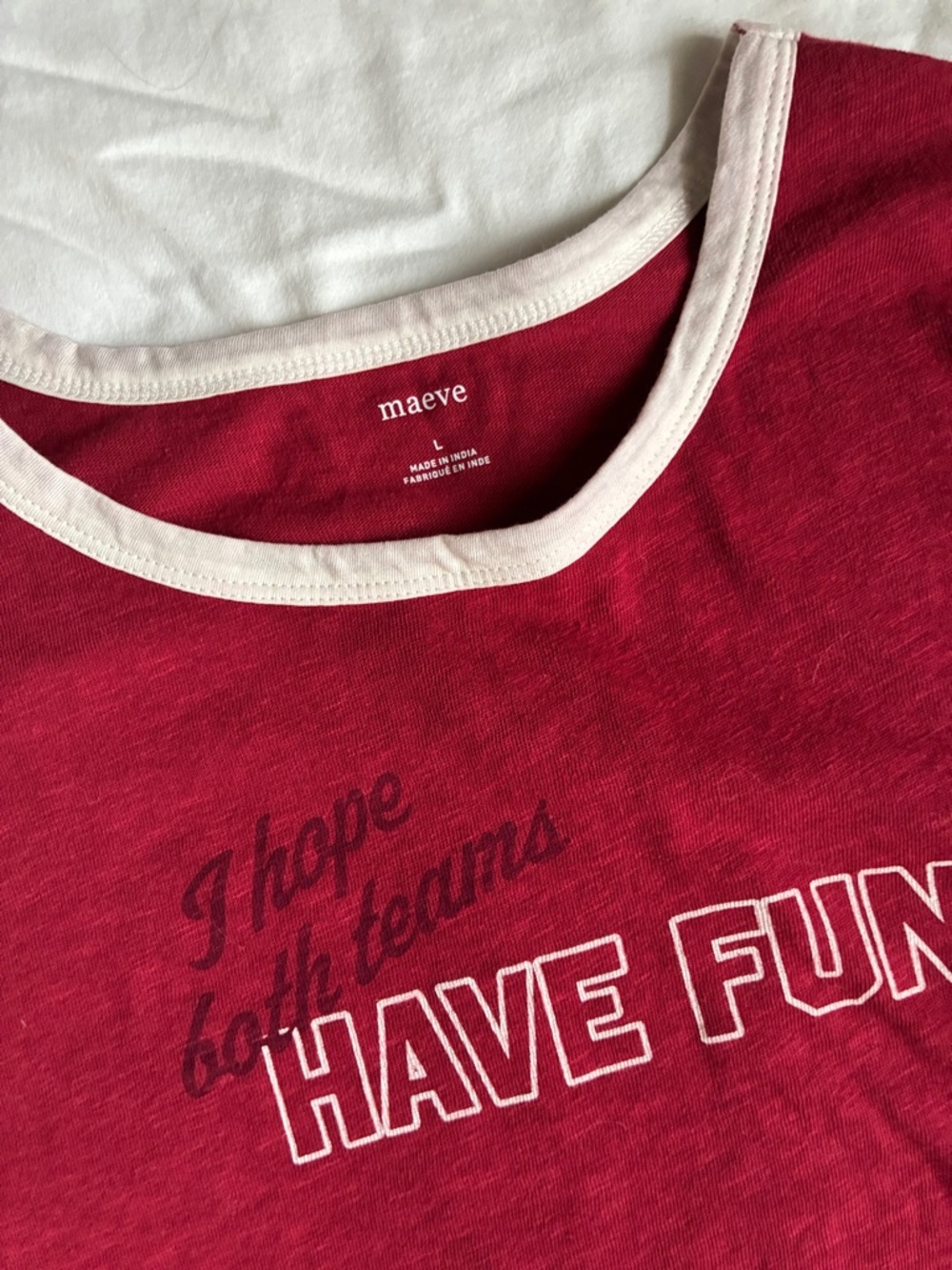 Have Fun Graphic Ringer Tee - Red - Picture 2 of 3